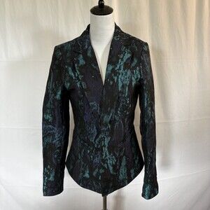 Paper Dolls Jacket Womens Tall Dark Teal Blazer Single Breasted Abstract Modern